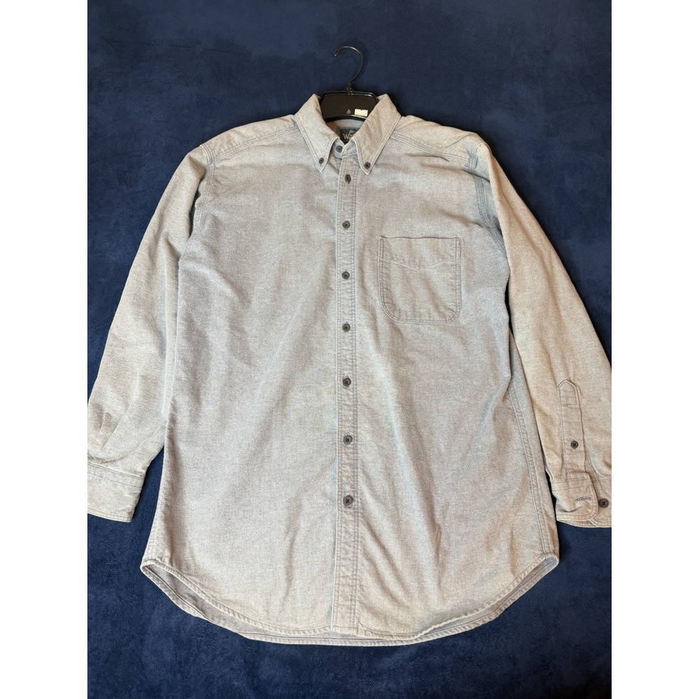 Woolrich Mens Gray 100% Cotton Button Down Shirt Long Sleeve Size Medium USA